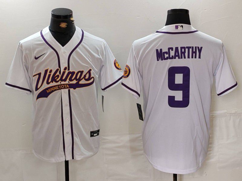 Men Minnesota Vikings #9 Mccarthy White Joint Name 2024 Nike Limited NFL Jersey style 1